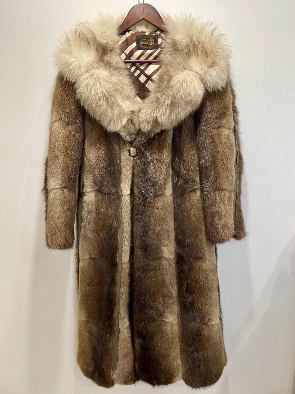 Vintage Fur Coat Women's Genuine Muskrat Leather 1970s Canada Size S/M